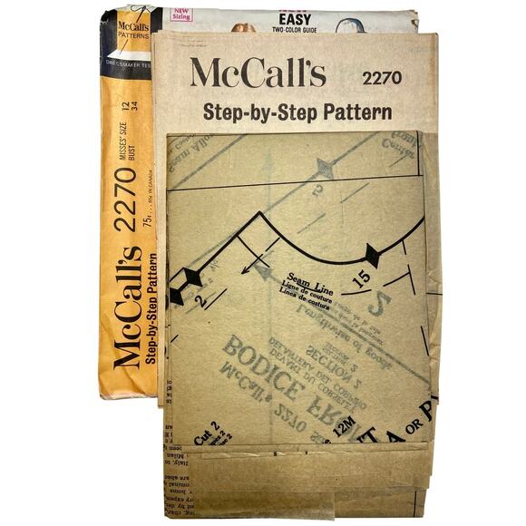 McCall's 2270 Vintage Sewing Pattern Misses' Dress & Pants Size 12 Uncut - Picture 3 of 3